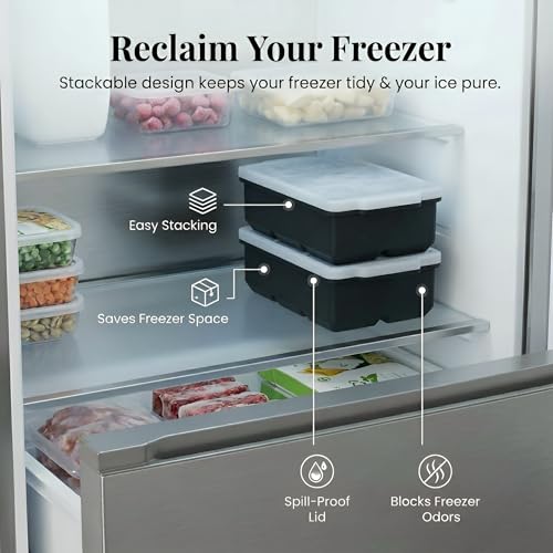 Classic KitchFort Large Silicone Ice Cube Tray (2-Pack), effortless Kit