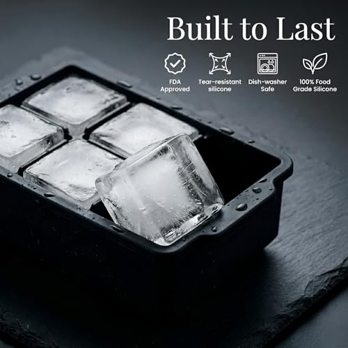 Classic KitchFort Large Silicone Ice Cube Tray (2-Pack), effortless Kit