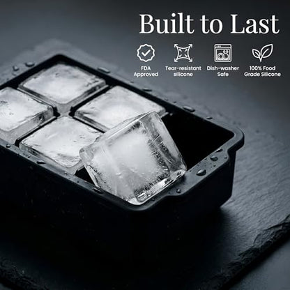 Classic KitchFort Large Silicone Ice Cube Tray (2-Pack), effortless Kit